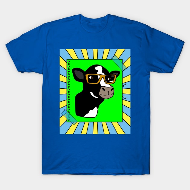 Funny Cow With Sunglasses Muh T-Shirt by flofin